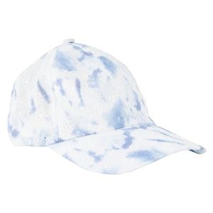 Summer and Rose Eyelet Baseball Hat Womens Baseball Cap White Blue Tie Dye